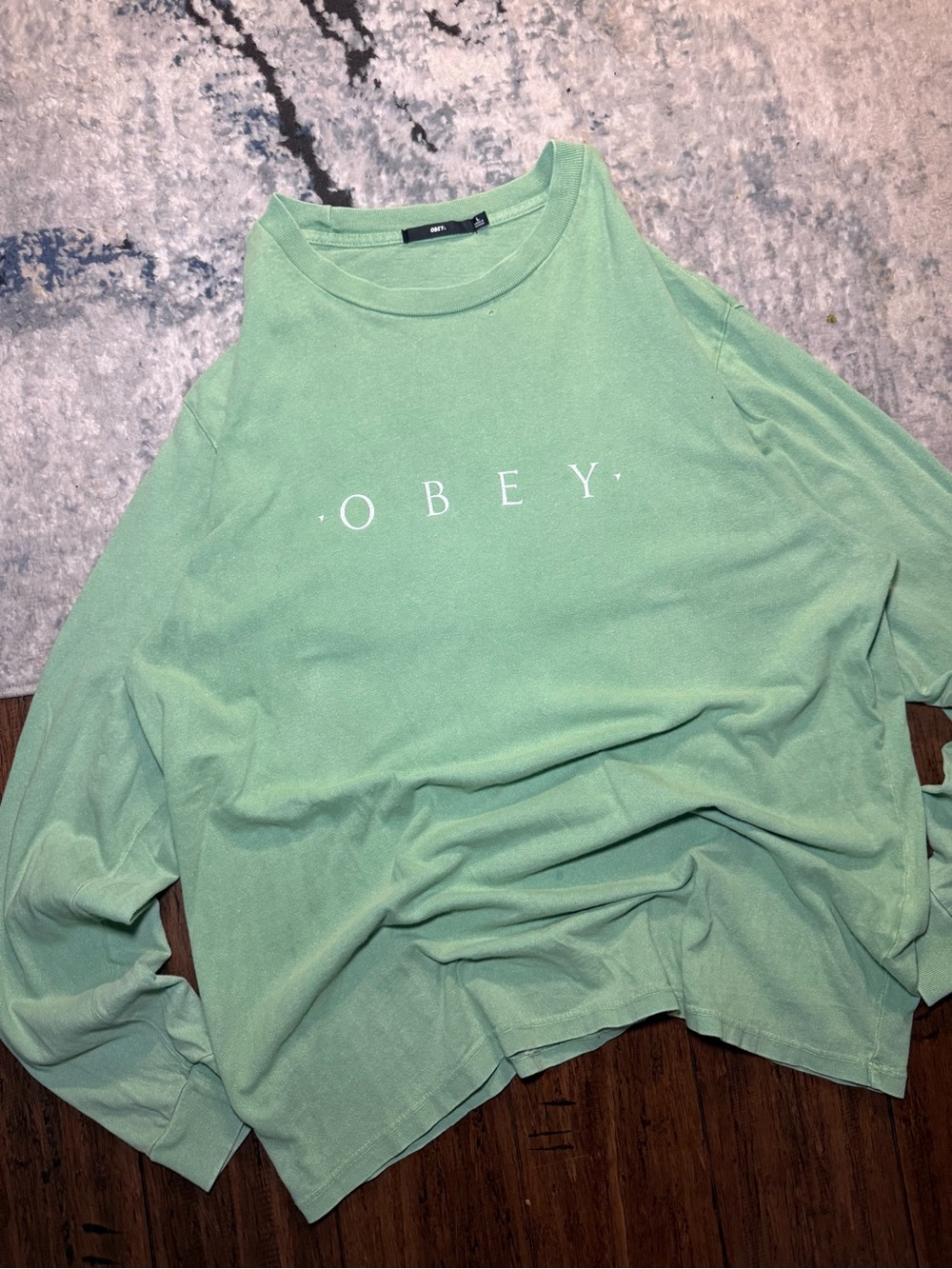 Obey Mint Green Logo Long Sleeve T-Shirt Men’s Large
